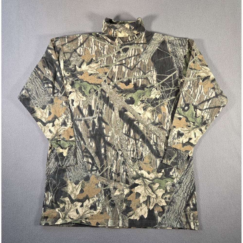 Vintage Mossy Oak Shirt Mens 2XL Break Up Camouflage Turtleneck Hunting Made USA